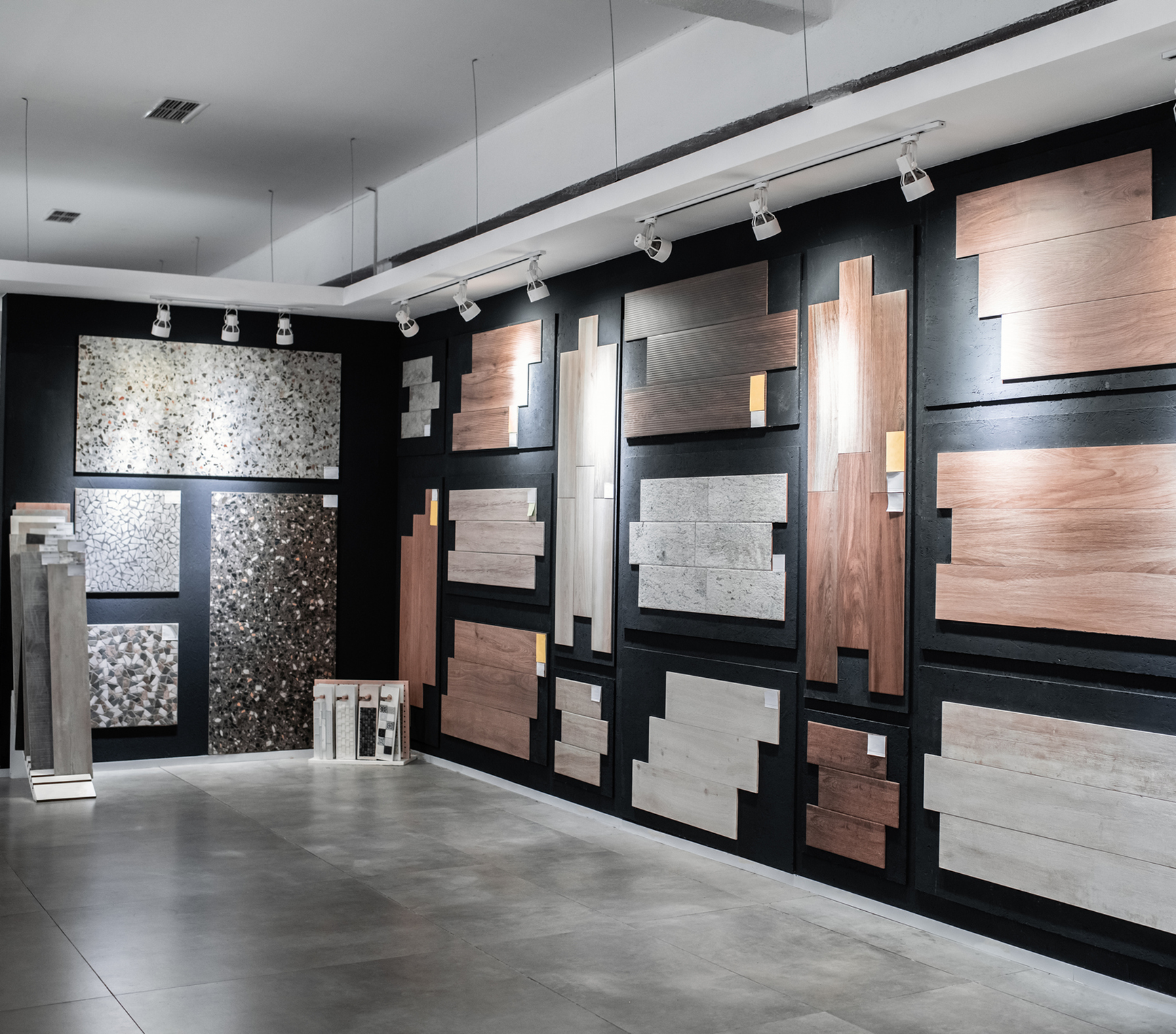 Modern interior design tile samples