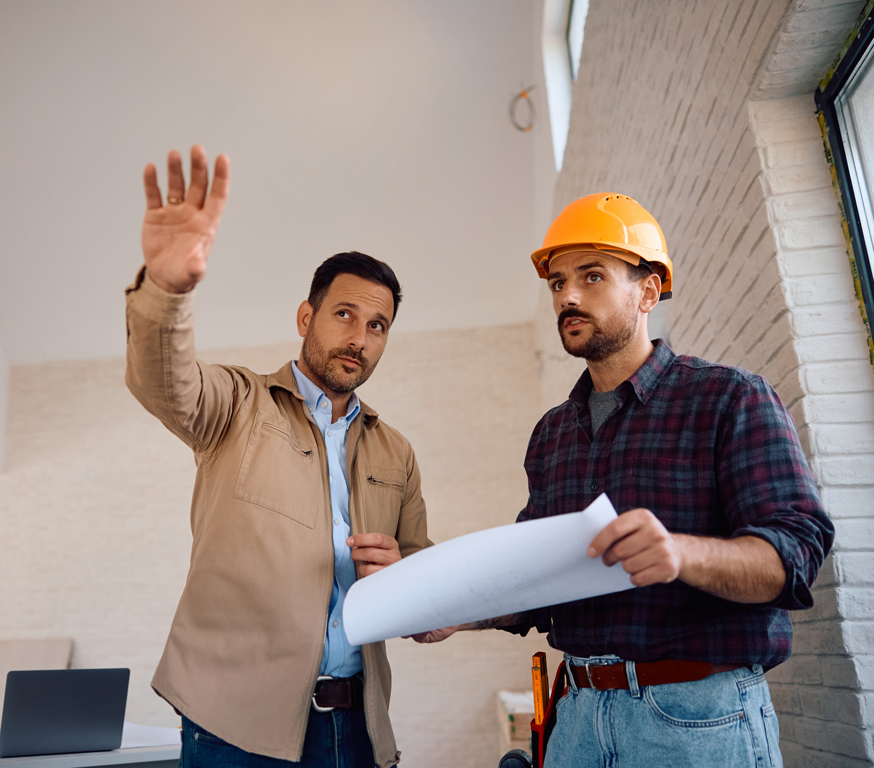 Architect and engineer planning project